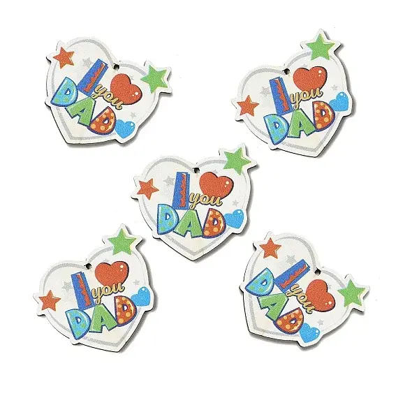 Father's Day Single Face Printed Aspen Wood Pendants