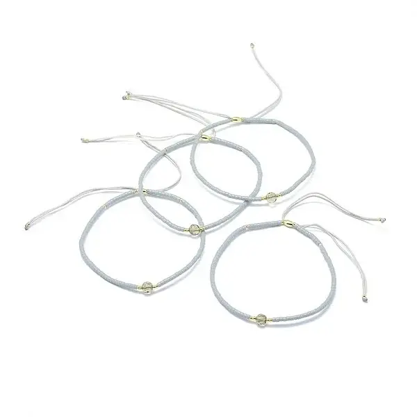 Adjustable Natural Smoky Quartz Braided Bead Bracelets