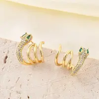 Brass Micro Pave Cubic Zirconia Stud Earrings for Women