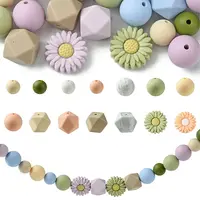 48Pcs 14 Styles Food Grade Eco-Friendly Silicone Focal Beads