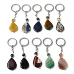 Iron with Alloy Natural Agate Pendant Keychain