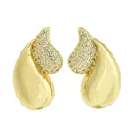 Teardrop Brass Clear Cubic Zirconia Stud Earrings