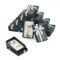 Polka Dot Print Cardboard Jewelry Gift Boxes with Bowknot