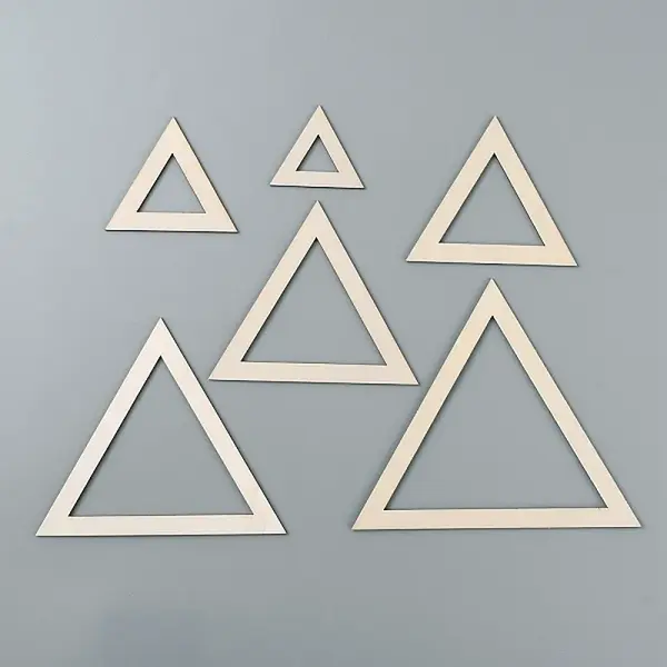 6Pcs Triangle Wood Hoop Rings Macrame for DIY Craft Making
