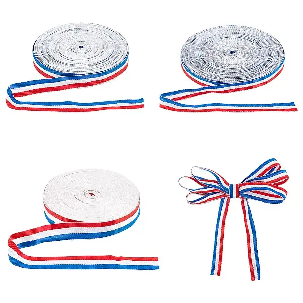 65 Yards 3 Sizes Three Tone Polyester Ribbon