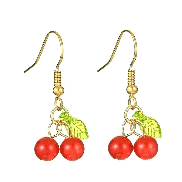 Natural Malaysia Jade Cherry Dangle Earrings