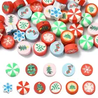50Pcs 10 Styles Christmas Theme Handmade Polymer Clay Beads