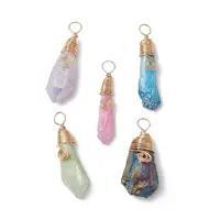 Electroplated Raw Natural Quartz Crystal Copper Wire Wrapped Pendants