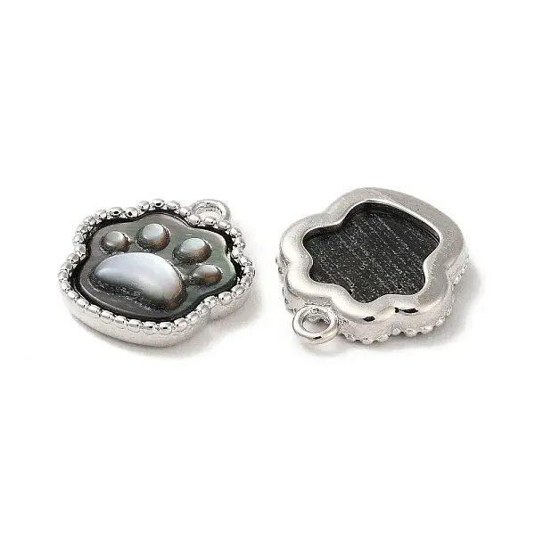Natural Black Lip Shell Paw print Charms