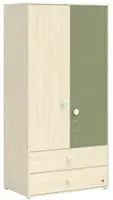 Dvoudveřová šatní skříň fairy - dub světlý/zelená