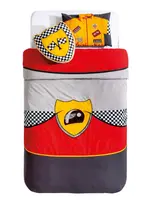 Přehoz na postel super - červená/šedá/žlutá