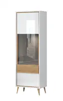 Vysoká vitrína stephano - bílá/ořech pacific