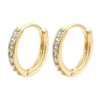 Ring Brass Micro Pave Cubic Zirconia Hoop Earrings for Women