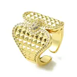 Brass Micro Pave Cubic Zirconia Open Cuff Rings