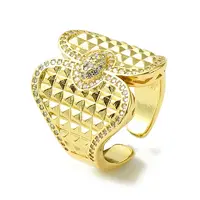 Brass Micro Pave Cubic Zirconia Open Cuff Rings