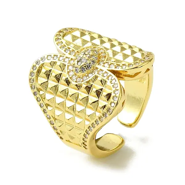 Brass Micro Pave Cubic Zirconia Open Cuff Rings