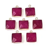 Dyed Natural White Jade Faceted Pendants