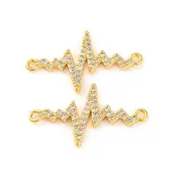 Brass Micro Pave Clear Cubic Zirconia Connector Charms