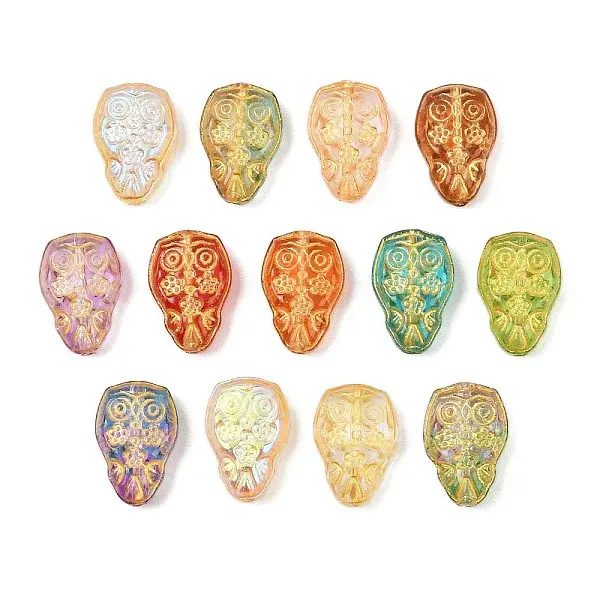 Baking Paint and Golden Metal Enlaced Glass Beads