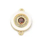 Brass Micro Pave Clear Cubic Zirconia & Shell Connector Charms
