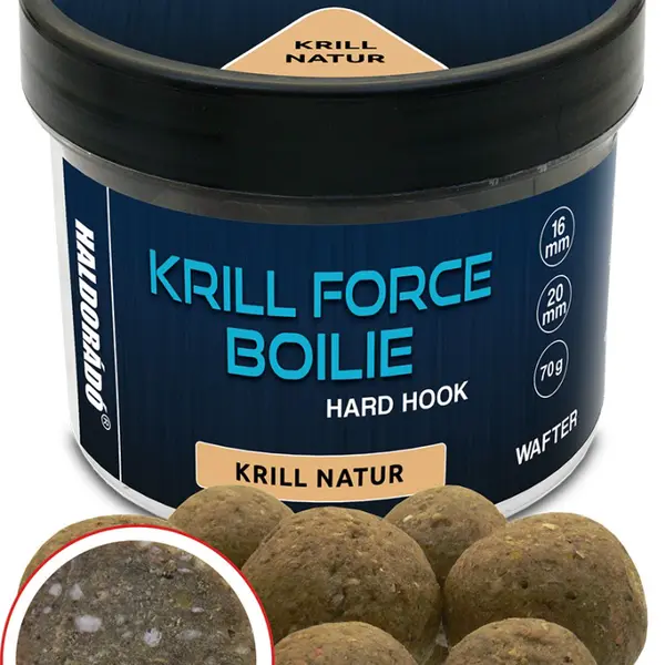Haldorádó tvrzené boilie krill force hard hook boilies wafters 70 g 16/20 mm - natur