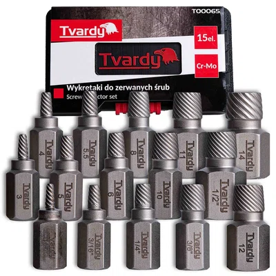 TVARDY Vytahováky šroubů s poškozeným vnitřním profilem, sada 15 ks