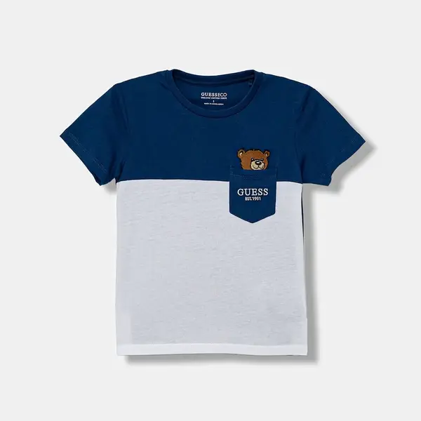 Dětské bavlněné tričko Guess modrá barva, s aplikací, N5YI11 K8HM4