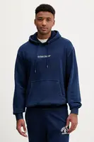 Bavlněná mikina Guess Jeans pánská, tmavomodrá barva, s kapucí, hladká, M5YQ27 KCXQ1