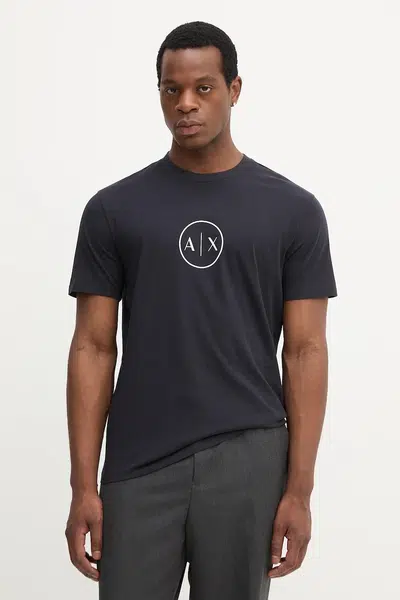 Bavlněné tričko Armani Exchange pánské, černá barva, s potiskem, XM001853 AF10356