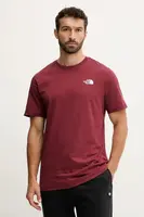 Bavlněné tričko The North Face Redbox pánské, vínová barva, s potiskem, NF0A87NPDO31
