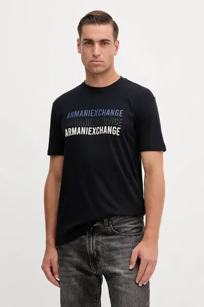 Tričko Armani Exchange pánské, tmavomodrá barva, s aplikací, XM001444 AF10358