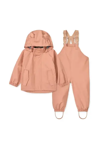 Dětská bunda a kalhoty Liewood Manu Rainwear Set oranžová barva, LW19910