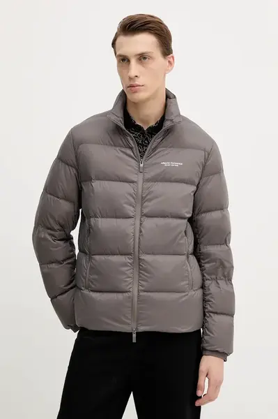 Péřová bunda Armani Exchange šedá barva, zimní, XM001575 AF16927