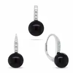 Brilio Silver Set šperků s tmavými perlami a zirkony SET291WBC (přívěsek, náušnice)