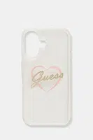Obal na telefon Guess iPhone 16 6.1" průhledná barva, GUHCP16SHCHGSPT