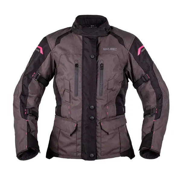 Dámská moto bunda W-TEC Barbata černo-šedo-růžová 3XL