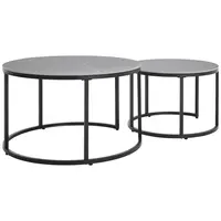 Livetastic SADA KONFERENČNÍCH STOLKŮ, černá, šedá, kov, keramika, 80/60/46/40/80/60 cm