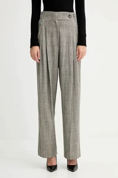 Kalhoty Marella dámské, béžová barva, široké, high waist, 2523136021200