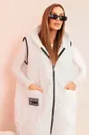 Kesi Włoski Dámská prošívaná vesta Plus Size s kapucí na zip bílá