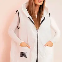 Kesi Włoski Dámská prošívaná vesta Plus Size s kapucí na zip bílá