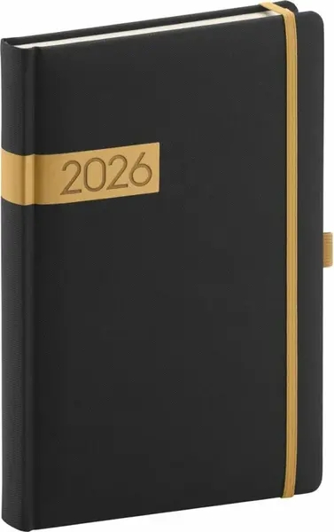 Denní diář 2026 Twill černo-zlatý