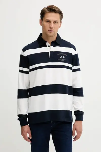 Bavlněné tričko s dlouhým rukávem Paul&Shark Knitwear tmavomodrá barva, 15311712