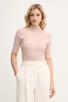 Vlněné tričko BOSS Faleri dámské, fialová barva, s pologolfem, 50542885