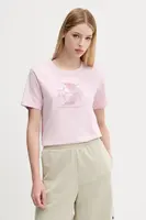 Bavlněné tričko Converse dámské, růžová barva, 10027752-A03