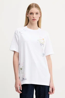 Bavlněné tričko Abercrombie & Fitch dámské, bílá barva, KI157-5386-100