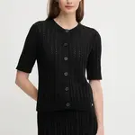 Bavlněný kardigan Dkny dámský, černá barva, DJ5R0684