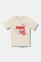 Dětské bavlněné tričko Puma LITTLE RUNNERS Tee PS béžová barva, s potiskem, 688475
