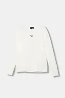 Dětské bavlněné tričko s dlouhým rukávem Emporio Armani bílá barva, s potiskem, EB000420 AF15013
