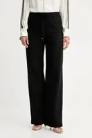 Bavlněné kalhoty BOSS Tildina dámské, černá barva, high waist, 50543268