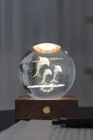 Bezdrátová stolní LED lampa Gingko Design Amber Crystal Light 9,5 x 8 cm hnědá barva